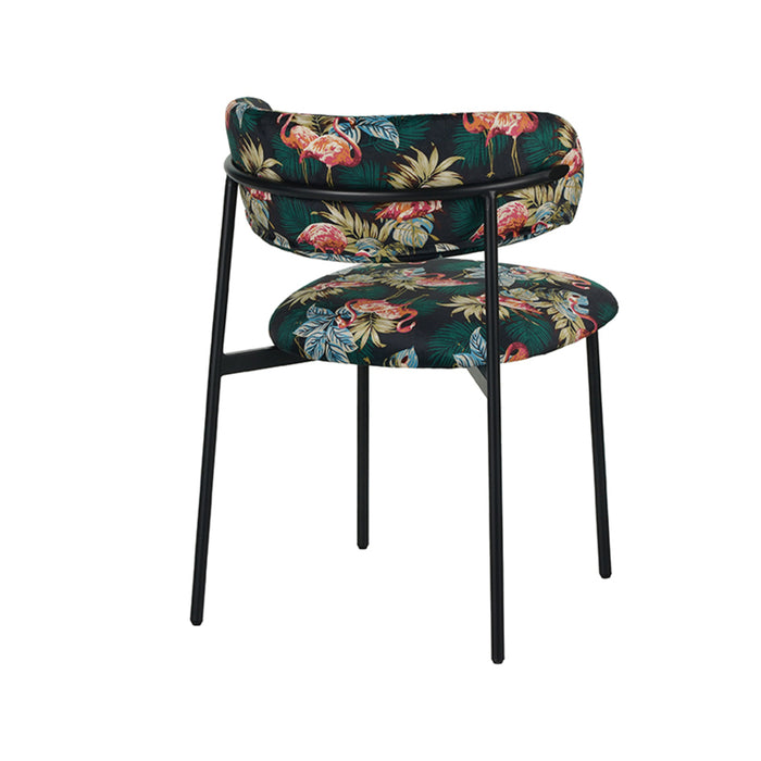 LABEL51 Eetkamerstoel Ferry Printed Flamingo fluweel 56x79x60 cm