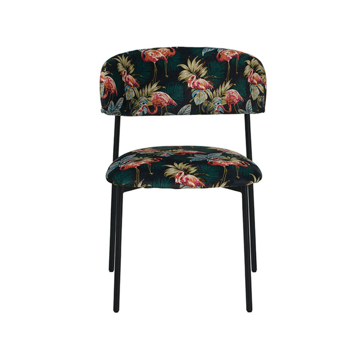 LABEL51 Eetkamerstoel Ferry - Printed Flamingo - Fluweel-Eetkamerstoelen-LABEL51
