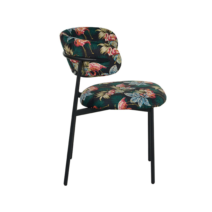 LABEL51 Eetkamerstoel Ferry - Printed Flamingo - Fluweel-Eetkamerstoelen-LABEL51