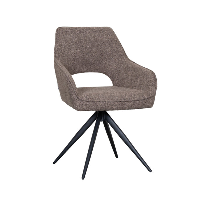 LABEL51 Eetkamerstoel Finley - Bruin - Boucle - Black Frame - Draaibaar-Eetkamerstoelen-LABEL51