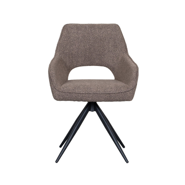 LABEL51 Eetkamerstoel Finley - Bruin - Boucle - Black Frame - Draaibaar-Eetkamerstoelen-LABEL51