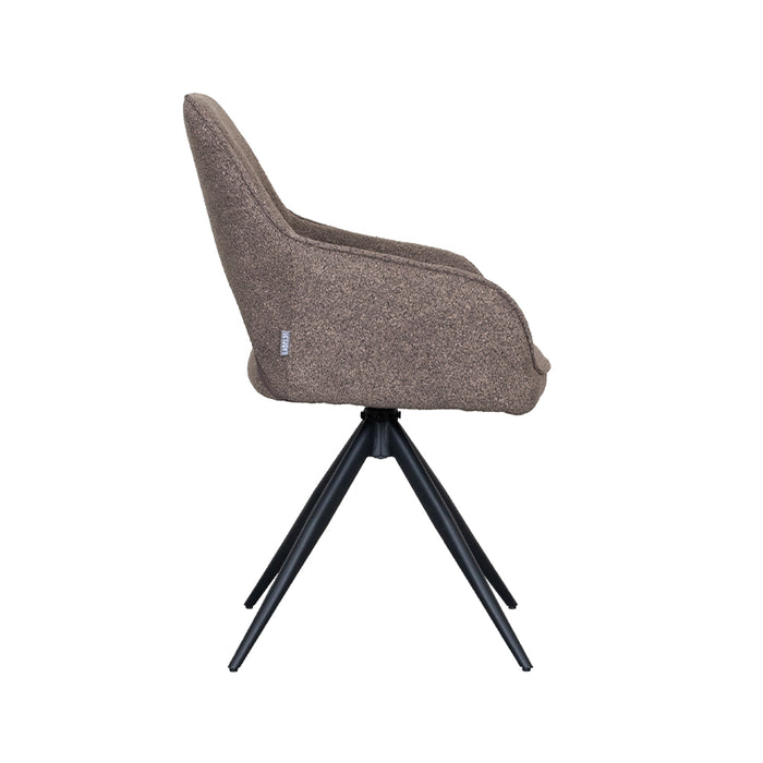 Esszimmerstuhl Finley - Braun - Bouclé - Drehbar