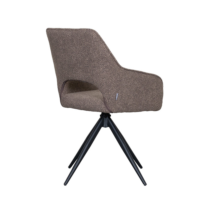 Esszimmerstuhl Finley - Braun - Bouclé - Drehbar