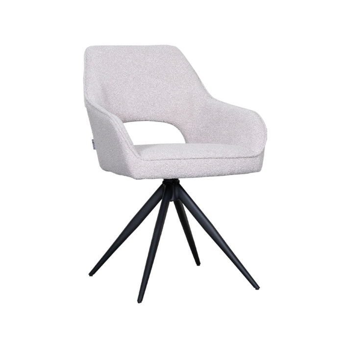 LABEL51 Eetkamerstoel Finley - Naturel - Boucle - Black Frame - Draaibaar-Eetkamerstoelen-LABEL51