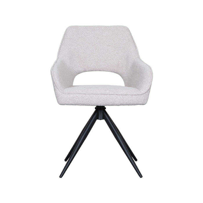 LABEL51 Eetkamerstoel Finley - Naturel - Boucle - Black Frame - Draaibaar-Eetkamerstoelen-LABEL51