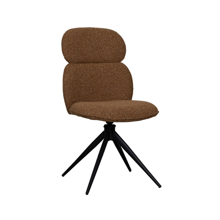LABEL51 Eetkamerstoel Finn - Coral - Boucle - Black Frame - Draaibaar-Eetkamerstoelen-LABEL51
