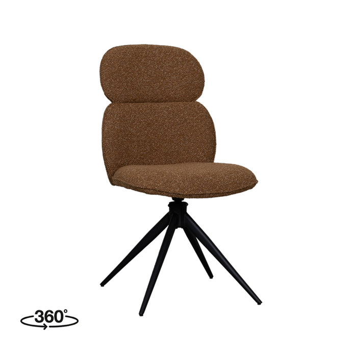 LABEL51 Eetkamerstoel Finn - Coral - Boucle - Black Frame - Draaibaar-Eetkamerstoelen-LABEL51