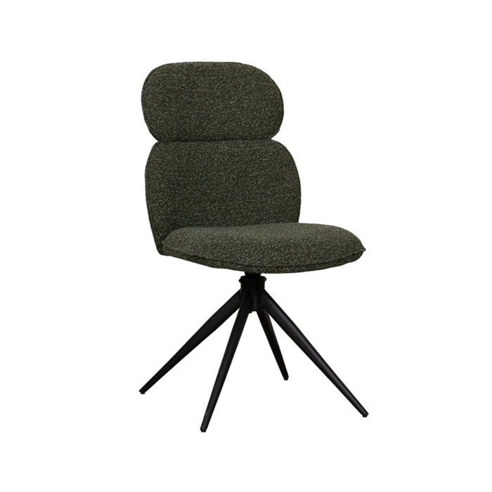 LABEL51 Eetkamerstoel Finn - Forest - Boucle - Black Frame - Draaibaar-Eetkamerstoelen-LABEL51