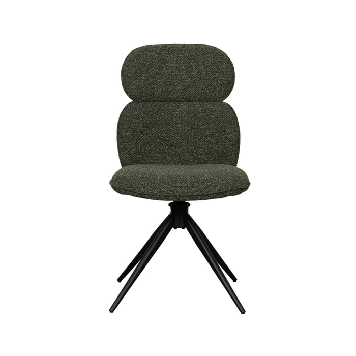 LABEL51 Eetkamerstoel Finn - Forest - Boucle - Black Frame - Draaibaar-Eetkamerstoelen-LABEL51