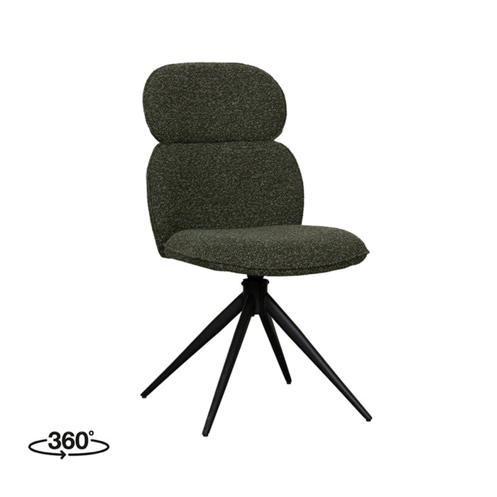 LABEL51 Eetkamerstoel Finn - Forest - Boucle - Black Frame - Draaibaar-Eetkamerstoelen-LABEL51
