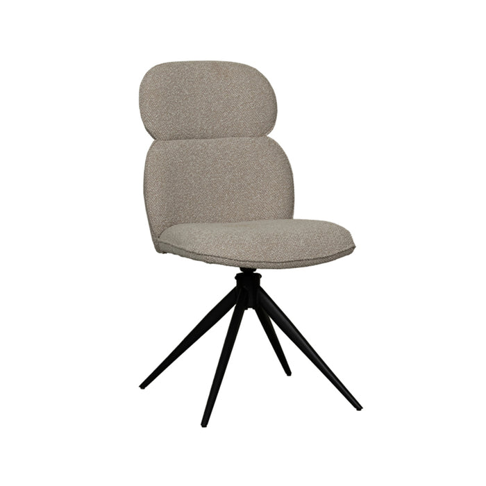 LABEL51 Eetkamerstoel Finn - Naturel - Boucle - Black Frame - Draaibaar-Eetkamerstoelen-LABEL51