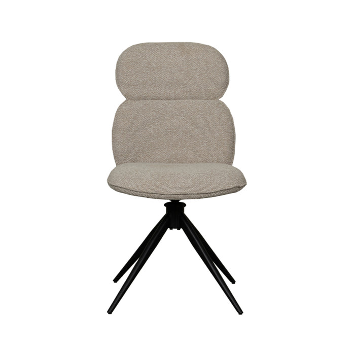 LABEL51 Eetkamerstoel Finn - Naturel - Boucle - Black Frame - Draaibaar-Eetkamerstoelen-LABEL51