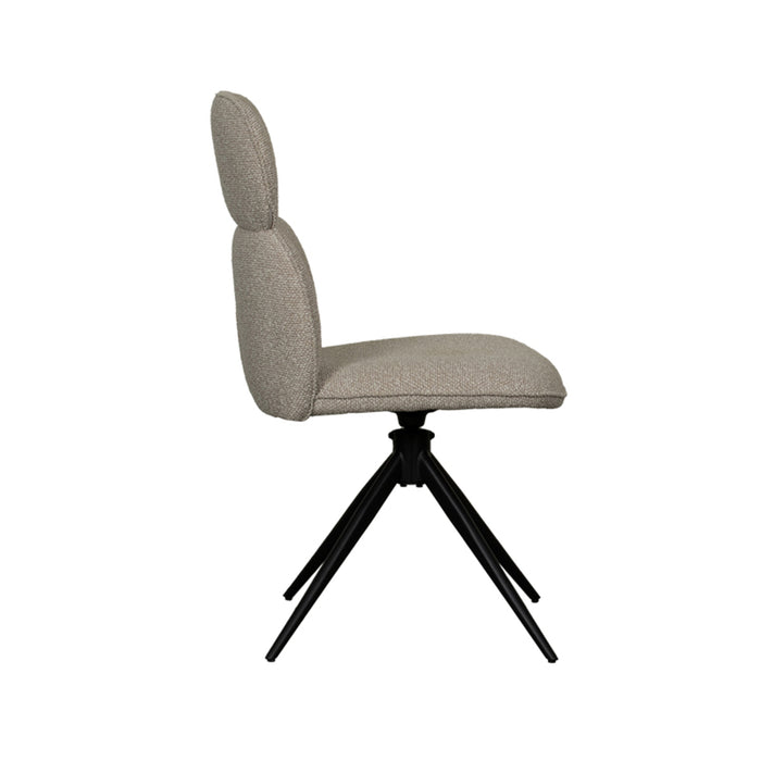LABEL51 Eetkamerstoel Finn - Naturel - Boucle - Black Frame - Draaibaar-Eetkamerstoelen-LABEL51