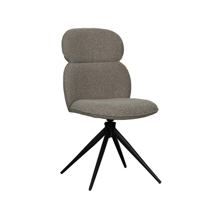 LABEL51 Eetkamerstoel Finn - Truffel grijs - Boucle - Black Frame - Draaibaar-Eetkamerstoelen-LABEL51