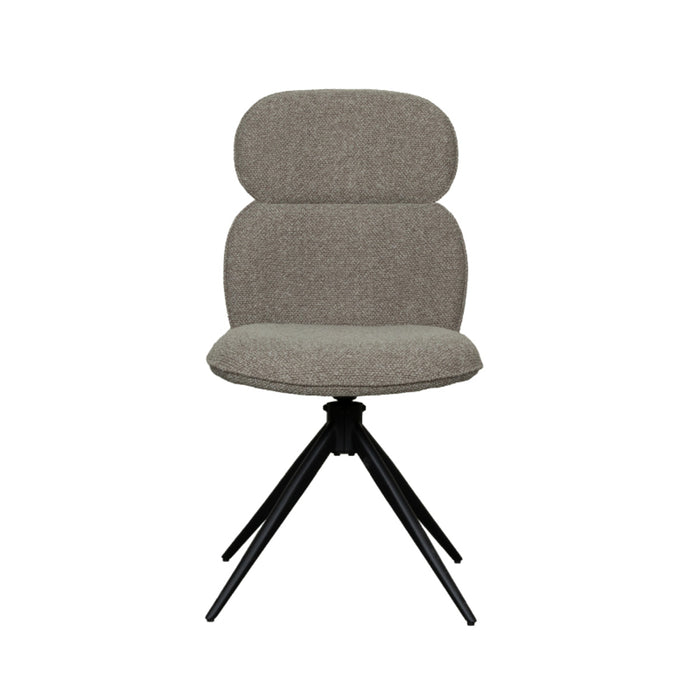 LABEL51 Eetkamerstoel Finn - Truffel grijs - Boucle - Black Frame - Draaibaar-Eetkamerstoelen-LABEL51
