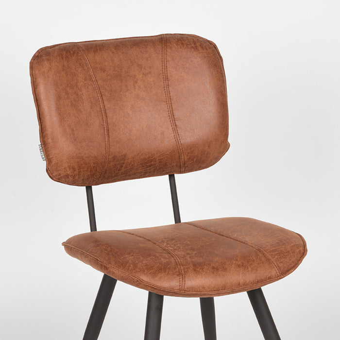 LABEL51 Eetkamerstoel Fos - Cognac - Leder - Zwart Metalen Frame-Eetkamerstoelen-LABEL51