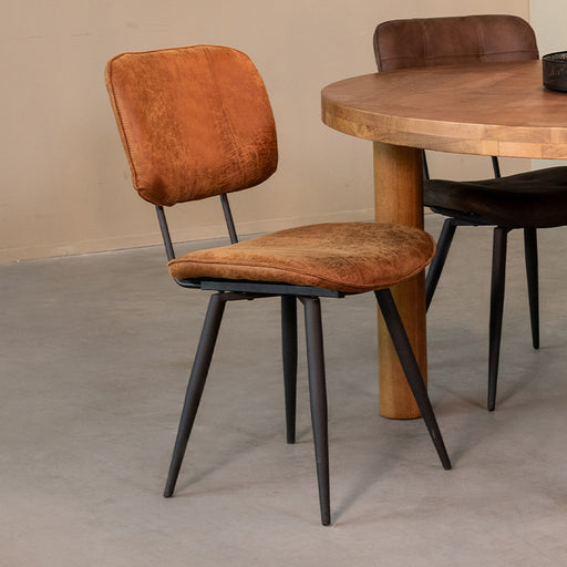 LABEL51 Eetkamerstoel Fos - Cognac - Leder - Zwart Metalen Frame-Eetkamerstoelen-LABEL51