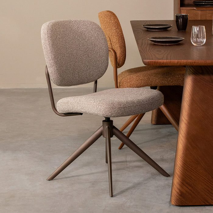 LABEL51 Eetkamerstoel Geneva - Truffel grijs - Boucle - Bronze Frame - Draaibaar-Eetkamerstoelen-LABEL51