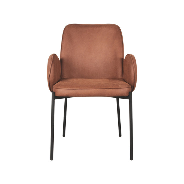LABEL51 Eetkamerstoel Jari - Cognac - Microfiber - Black Frame-Eetkamerstoelen-LABEL51