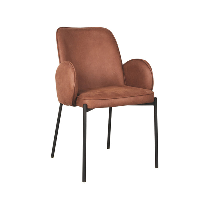 LABEL51 Eetkamerstoel Jari - Cognac - Microfiber - Black Frame-Eetkamerstoelen-LABEL51