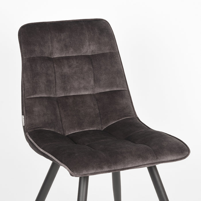 LABEL51 Eetkamerstoel Jelt - Antraciet - Velours-Eetkamerstoelen-LABEL51