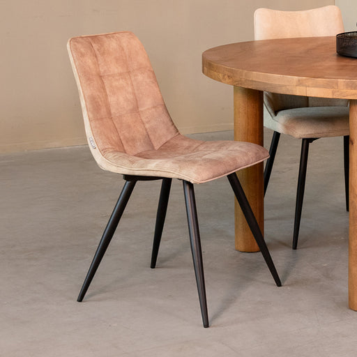 LABEL51 Eetkamerstoel Jelt - Zand - Velours - Zwart Metalen Frame-Eetkamerstoelen-LABEL51