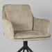 LABEL51 Joy eetkamerstoel in beige chenille stof met draaibare zitting en zwart metalen onderstel.