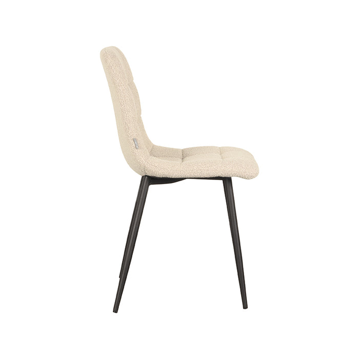 LABEL51 Eetkamerstoel Juul - Zand - Boucle - Zwart Metalen Frame-Eetkamerstoelen-LABEL51