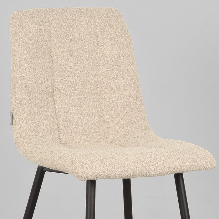 LABEL51 Eetkamerstoel Juul - Zand - Boucle - Zwart Metalen Frame-Eetkamerstoelen-LABEL51