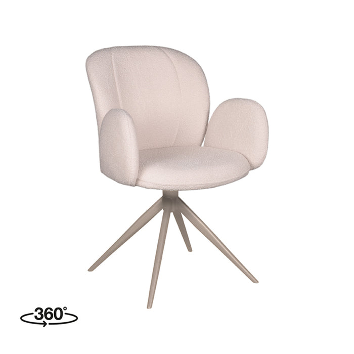 LABEL51 Eetkamerstoel Kimball - Naturel - Boucle - Taupe Frame - Draaibaar-Eetkamerstoelen-LABEL51