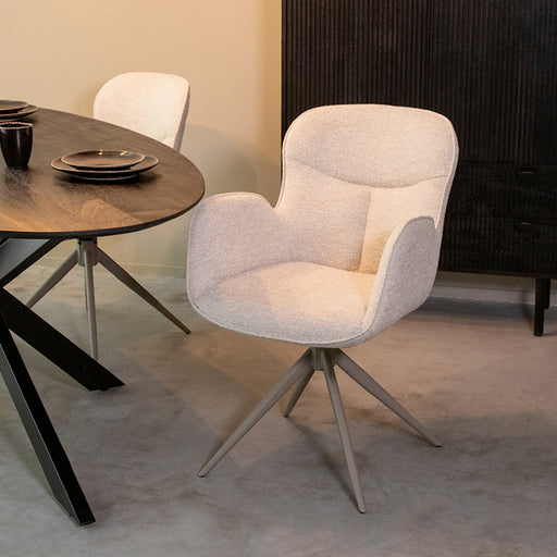 LABEL51 Eetkamerstoel Lasse - Naturel - Canyon - Taupe Frame - Draaibaar-Eetkamerstoelen-LABEL51