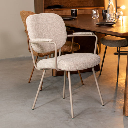 LABEL51 Eetkamerstoel Lausanne - Naturel - Royal Boucle - Taupe-Eetkamerstoelen-LABEL51