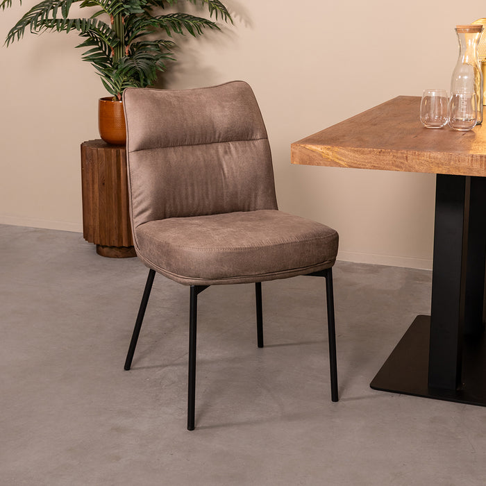 LABEL51 Eetkamerstoel Lennon taupe 50x65x89 cm