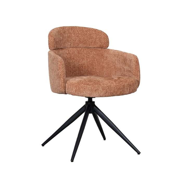 LABEL51 Eetkamerstoel Levi - Cognac - Elite - Black Frame - Draaibaar-Eetkamerstoelen-LABEL51