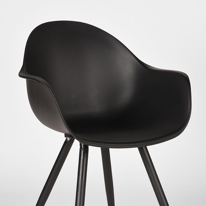 LABEL51 Eetkamerstoel Luca - Zwart - PP - Zwart Metalen Frame-Eetkamerstoelen-LABEL51