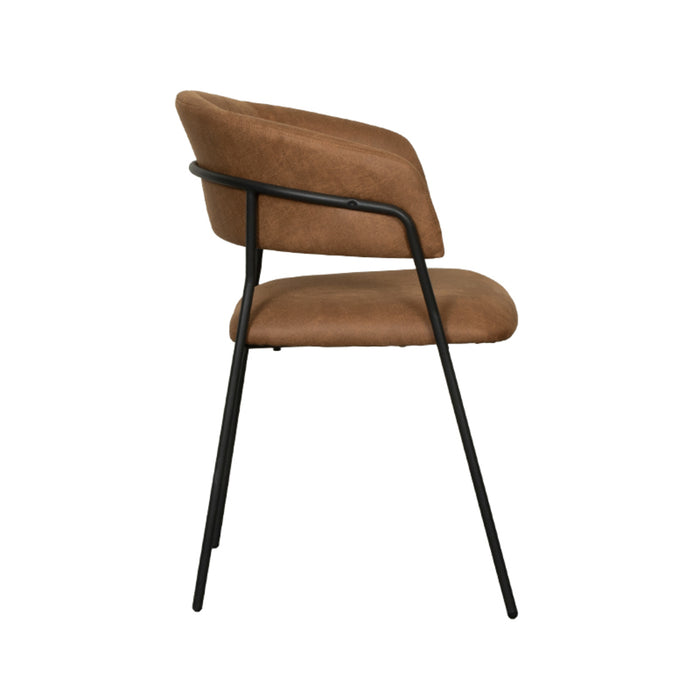 LABEL51 Eetkamerstoel Luuk - Cognac - Micro Suede - Black Frame-Eetkamerstoelen-LABEL51