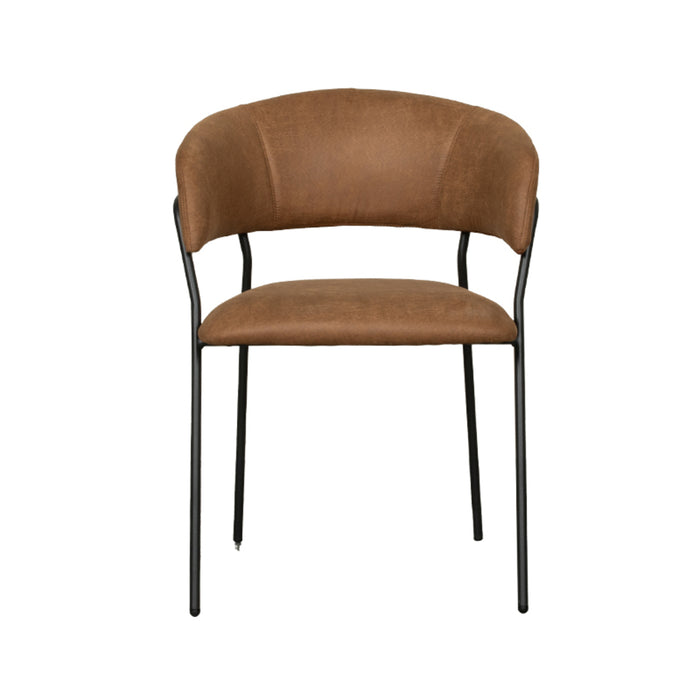 LABEL51 Eetkamerstoel Luuk - Cognac - Micro Suede - Black Frame-Eetkamerstoelen-LABEL51