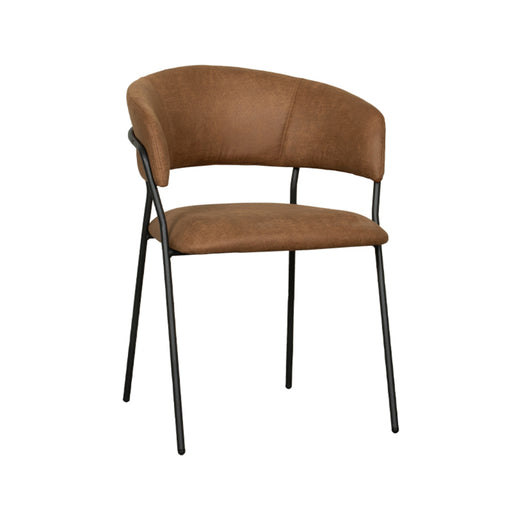 LABEL51 Eetkamerstoel Luuk - Cognac - Micro Suede - Black Frame-Eetkamerstoelen-LABEL51