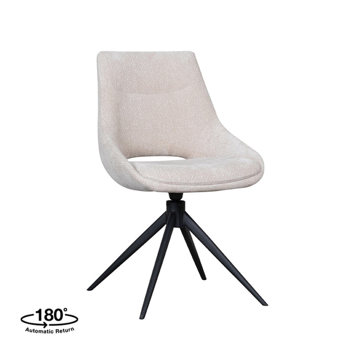 LABEL51 Eetkamerstoel Marlow - Naturel - Elite - Black Frame - Draibaar-Eetkamerstoelen-LABEL51