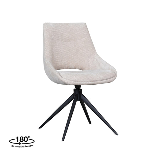 LABEL51 Eetkamerstoel Marlow - Naturel - Elite - Black Frame - Draibaar-Eetkamerstoelen-LABEL51