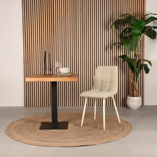 LABEL51 Eetkamerstoel Nino - Zand - Boucle - Wit Metalen Frame-Eetkamerstoelen-LABEL51