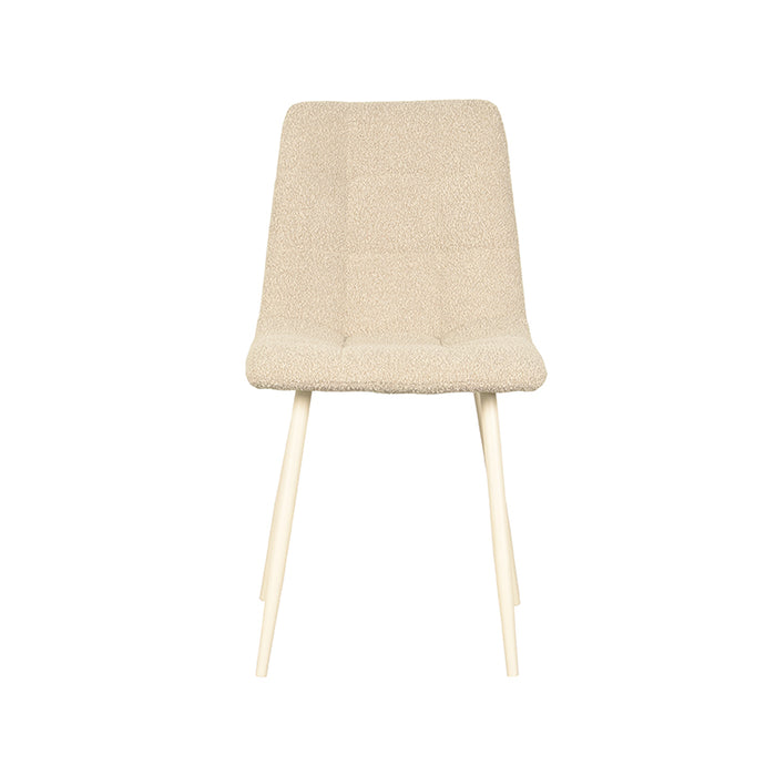 LABEL51 Eetkamerstoel Nino - Zand - Boucle - Wit Metalen Frame-Eetkamerstoelen-LABEL51