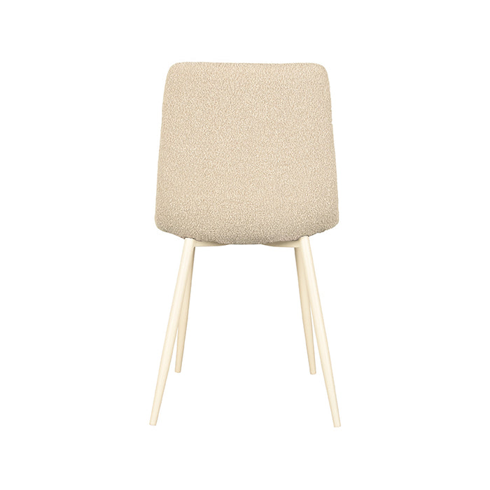 LABEL51 Eetkamerstoel Nino - Zand - Boucle - Wit Metalen Frame-Eetkamerstoelen-LABEL51