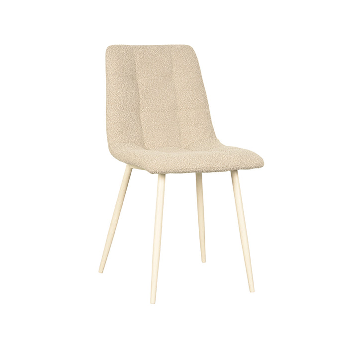 LABEL51 Eetkamerstoel Nino - Zand - Boucle - Wit Metalen Frame-Eetkamerstoelen-LABEL51