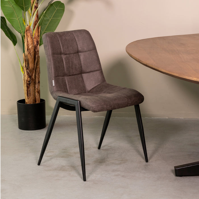 Eetkamerstoel Noor - Antraciet - Micro Suede-Eetkamerstoelen-LABEL51