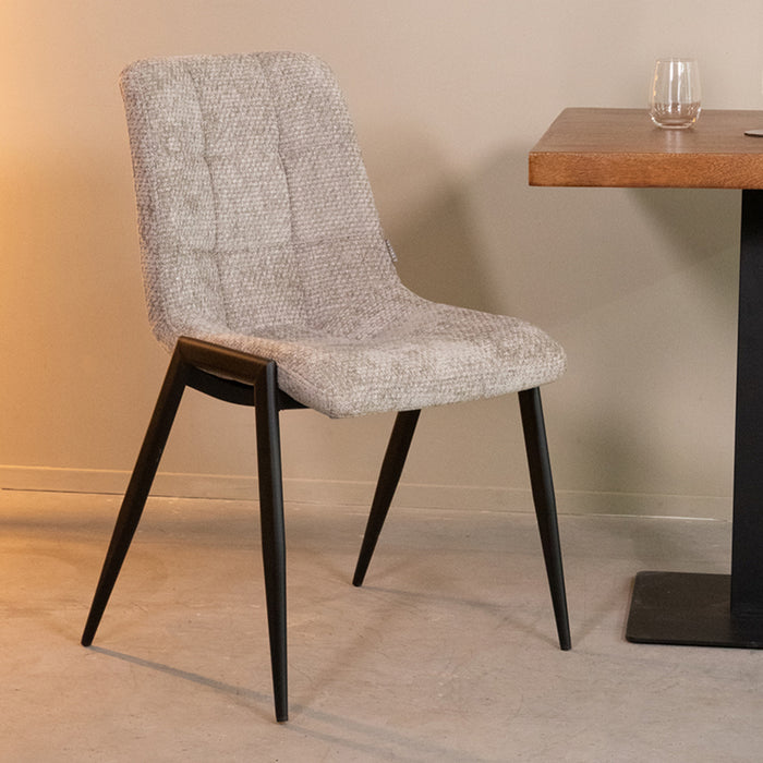 LABEL51 Eetkamerstoel Noor - Stone - Elite - Black Frame-Eetkamerstoelen-LABEL51