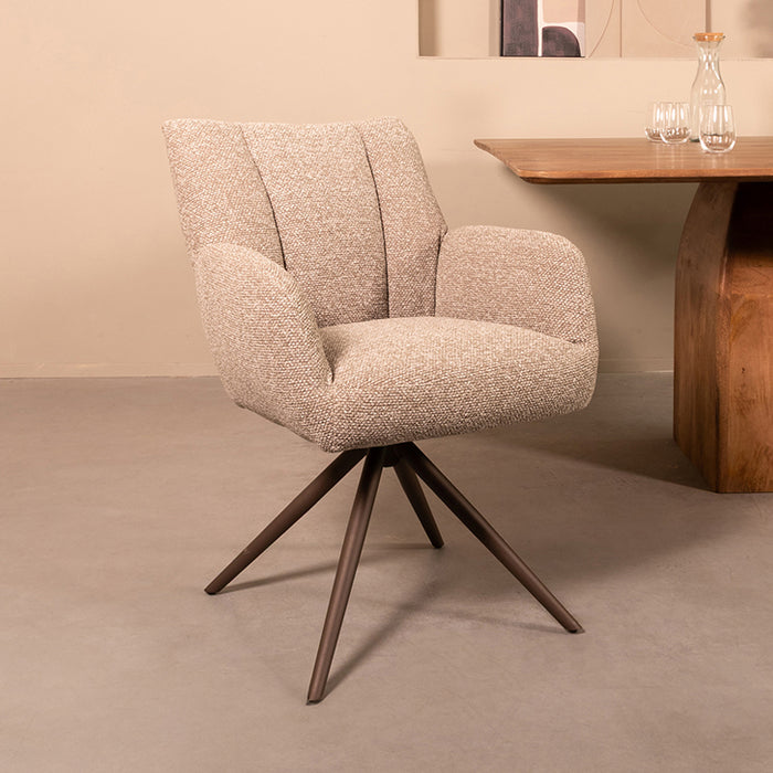 Eetkamerstoel Padua - Mushroom - Royal Boucle - Brons Metalen...-Eetkamerstoelen-LABEL51