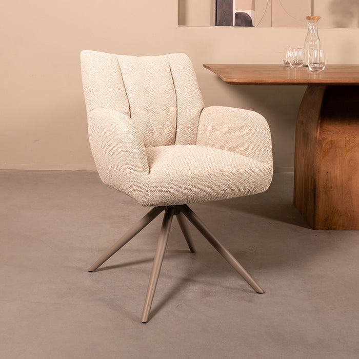 LABEL51 Eetkamerstoel Padua - Naturel - Royal Boucle - Taupe Metalen...-Eetkamerstoelen-LABEL51