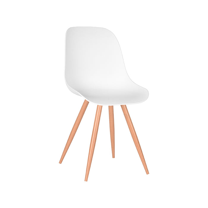 LABEL51 Eetkamerstoel Rimini Wit PP Naturel Houtlook Frame 46x54x88 cm-Eetkamerstoelen-LABEL51