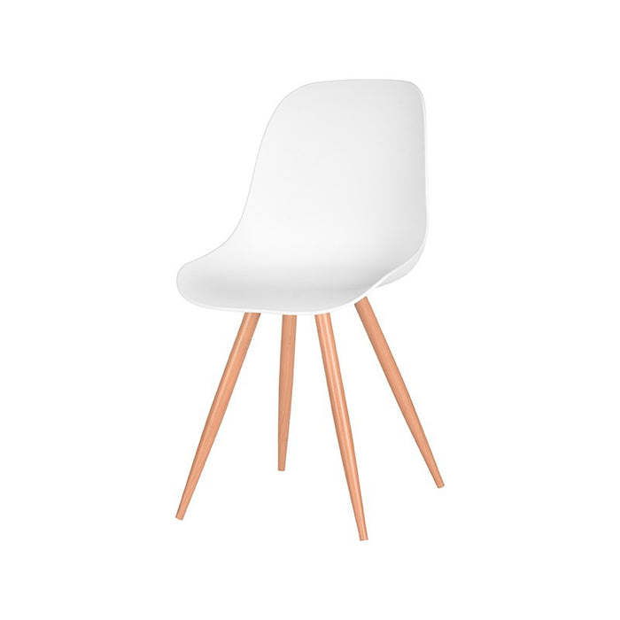 LABEL51 Eetkamerstoel Rimini - Wit - PP - Naturel Houtlook Frame-Eetkamerstoelen-LABEL51